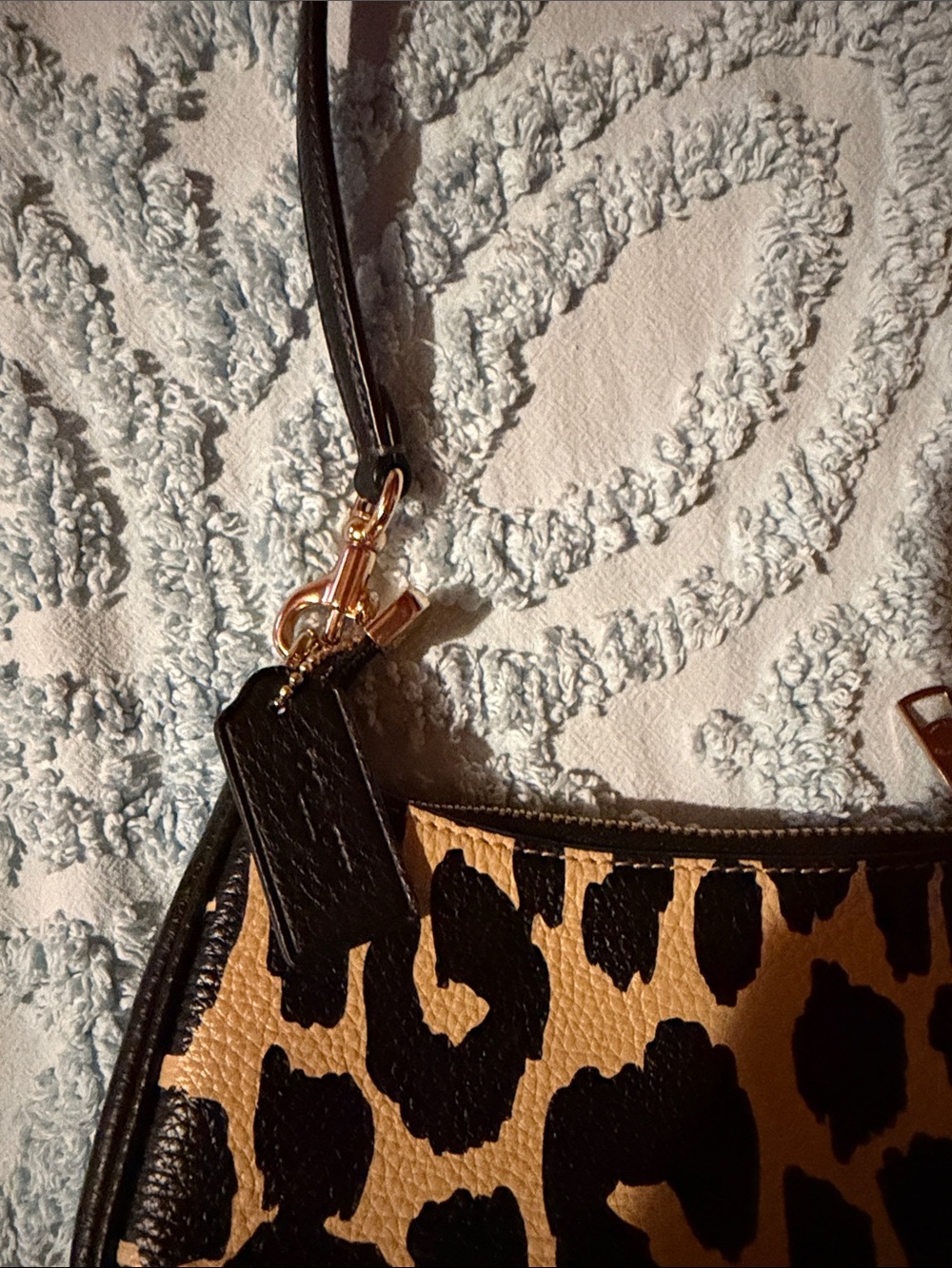 Coach Leopard-Print Mini Bag in Tan and Black - Picture 3 of 4